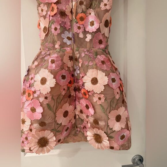 New Bronx and Banco Jasmine Embroidered Floral Applique Mini Dress - Picture 13 of 16